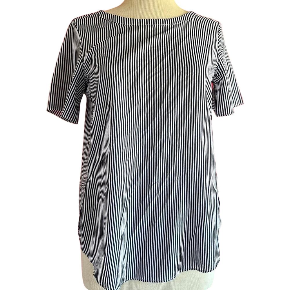 Womens Top Size XS Blue White Stripes Classic Nautical Sailor Old Money Office